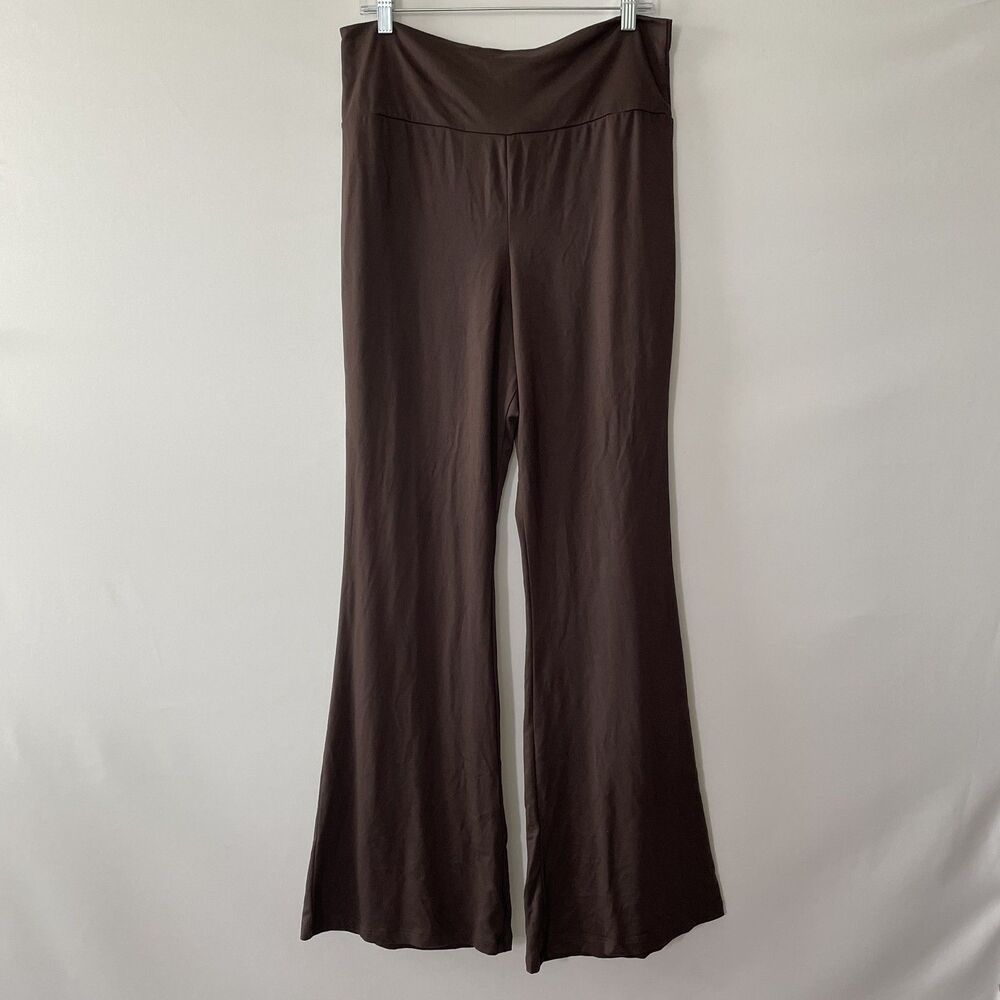 Sunday Retreat Brown Pull On Flare Pants Wide Waistband Women Size XL